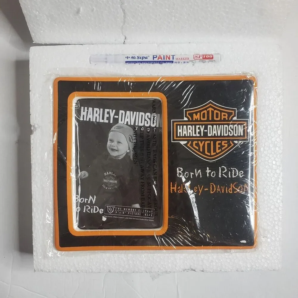Harley-Davidson Born to Ride Frame Ceramic 4x6 Youth Home Photo New in Box Gift